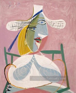  1938 - Femme assise au chapeau paille 1938 cubiste Pablo Picasso